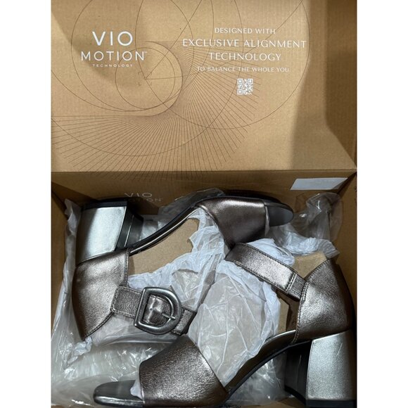 Vionic Womens Metallic Open-Toe Sandals 7.5M With Buckle Strap & Block Heel - Picture 12 of 12